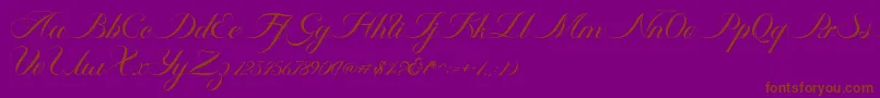 Ambergris Script Free Personal-fontti – ruskeat fontit violetilla taustalla