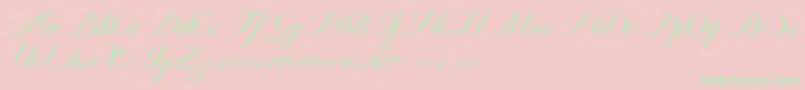 Fonte Ambergris Script Free Personal – fontes verdes em um fundo rosa