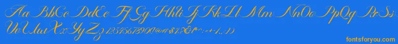 Fonte Ambergris Script Free Personal – fontes laranjas em um fundo azul