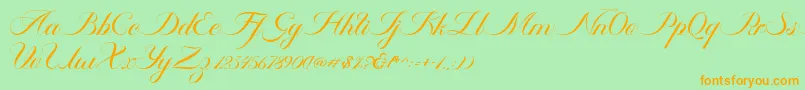 Police Ambergris Script Free Personal – polices orange sur fond vert