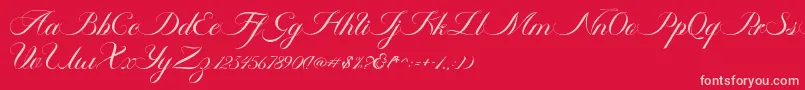 Fonte Ambergris Script Free Personal – fontes rosa em um fundo vermelho