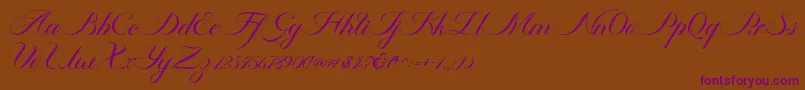 Ambergris Script Free Personal-fontti – violetit fontit ruskealla taustalla