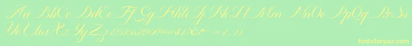 fuente Ambergris Script Free Personal – Fuentes Amarillas Sobre Fondo Verde