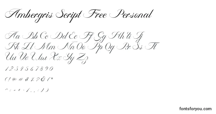 Ambergris Script Free Personal (119335)-fontti – aakkoset, numerot, erikoismerkit