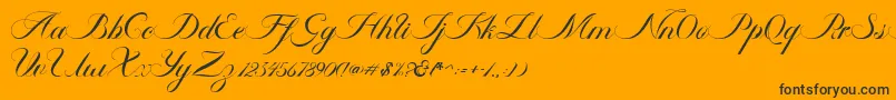 Ambergris Script Free Personal-Schriftart – Schwarze Schriften auf orangefarbenem Hintergrund