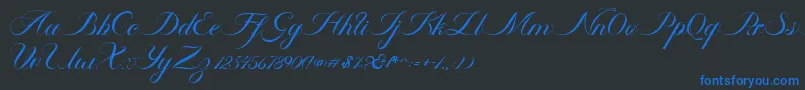 フォントAmbergris Script Free Personal – 黒い背景に青い文字