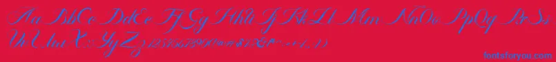 Ambergris Script Free Personal Font – Blue Fonts on Red Background