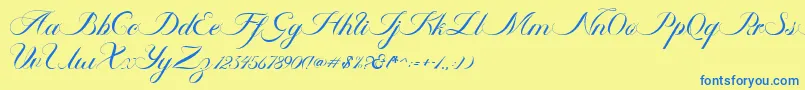 fuente Ambergris Script Free Personal – Fuentes Azules Sobre Fondo Amarillo