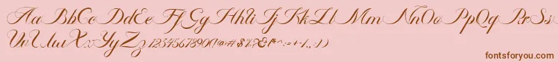 Ambergris Script Free Personal-fontti – ruskeat fontit vaaleanpunaisella taustalla