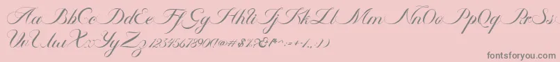 Fonte Ambergris Script Free Personal – fontes cinzas em um fundo rosa