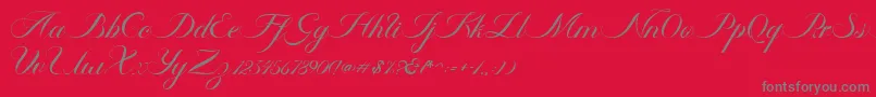 Czcionka Ambergris Script Free Personal – szare czcionki na czerwonym tle