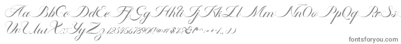 Ambergris Script Free Personal-fontti – harmaat kirjasimet valkoisella taustalla