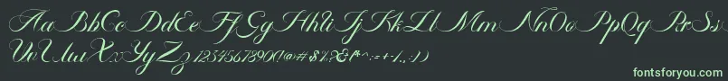 Ambergris Script Free Personal-Schriftart – Grüne Schriften auf schwarzem Hintergrund