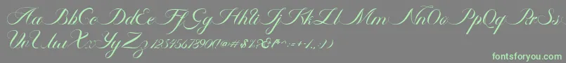 フォントAmbergris Script Free Personal – 灰色の背景に緑のフォント