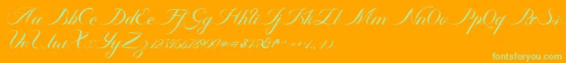 Fonte Ambergris Script Free Personal – fontes verdes em um fundo laranja