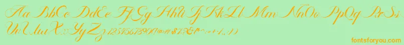 Ambergris Script Free Personal Font – Orange Fonts on Green Background