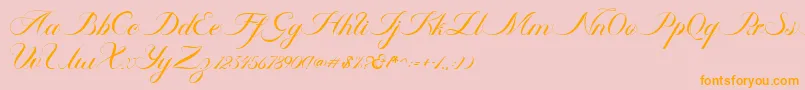 Ambergris Script Free Personal-fontti – oranssit fontit vaaleanpunaisella taustalla