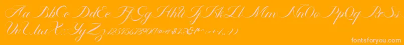 Fonte Ambergris Script Free Personal – fontes rosa em um fundo laranja