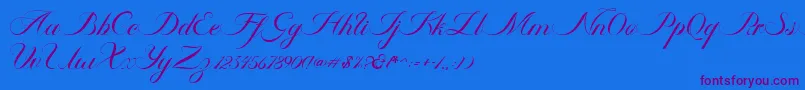 Ambergris Script Free Personal Font – Purple Fonts on Blue Background