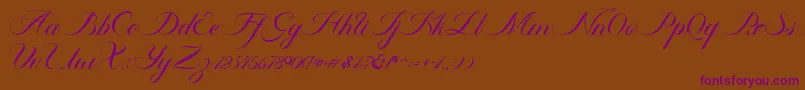 Czcionka Ambergris Script Free Personal – fioletowe czcionki na brązowym tle