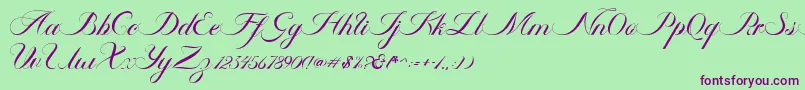 Ambergris Script Free Personal Font – Purple Fonts on Green Background