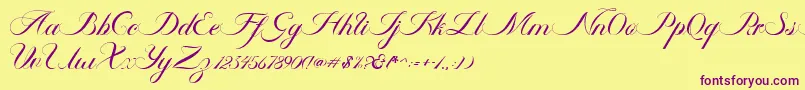 Ambergris Script Free Personal Font – Purple Fonts on Yellow Background