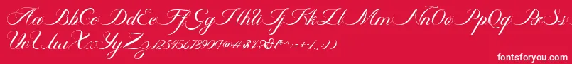 フォントAmbergris Script Free Personal – 赤い背景に白い文字