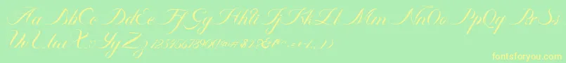 Ambergris Script Free Personal Font – Yellow Fonts on Green Background