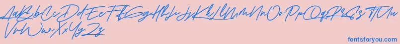 Amberla Free Font – Blue Fonts on Pink Background