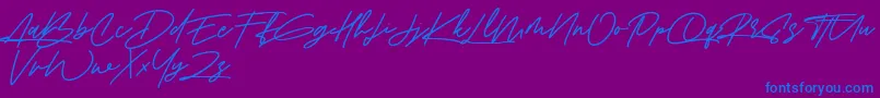Amberla Free Font – Blue Fonts on Purple Background