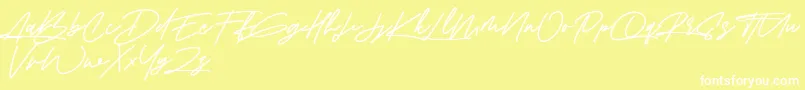 Шрифт Amberla Free – белые шрифты на жёлтом фоне