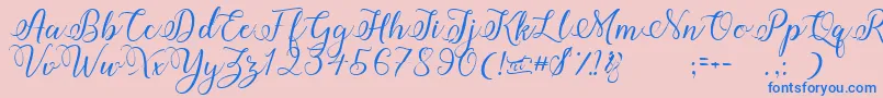 Amberlyn-Schriftart – Blaue Schriften auf rosa Hintergrund