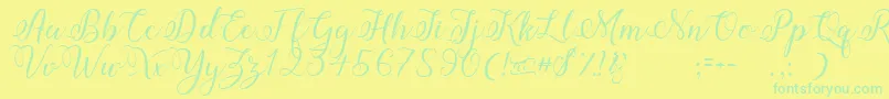 Amberlyn Font – Green Fonts on Yellow Background