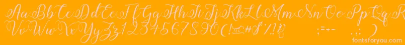 Amberlyn-Schriftart – Rosa Schriften auf orangefarbenem Hintergrund