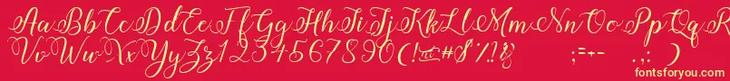 Amberlyn Font – Yellow Fonts on Red Background