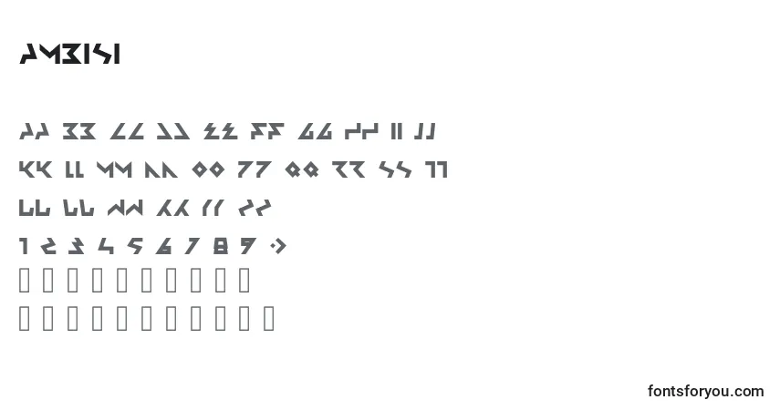 Czcionka Ambisi – alfabet, cyfry, specjalne znaki