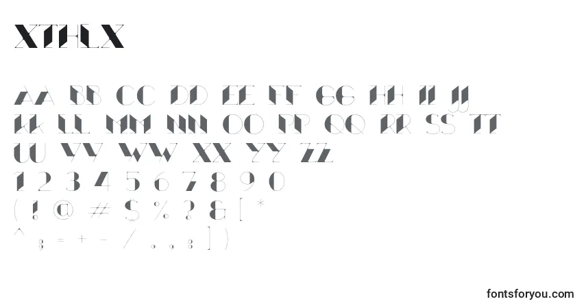 Czcionka Xthlx – alfabet, cyfry, specjalne znaki