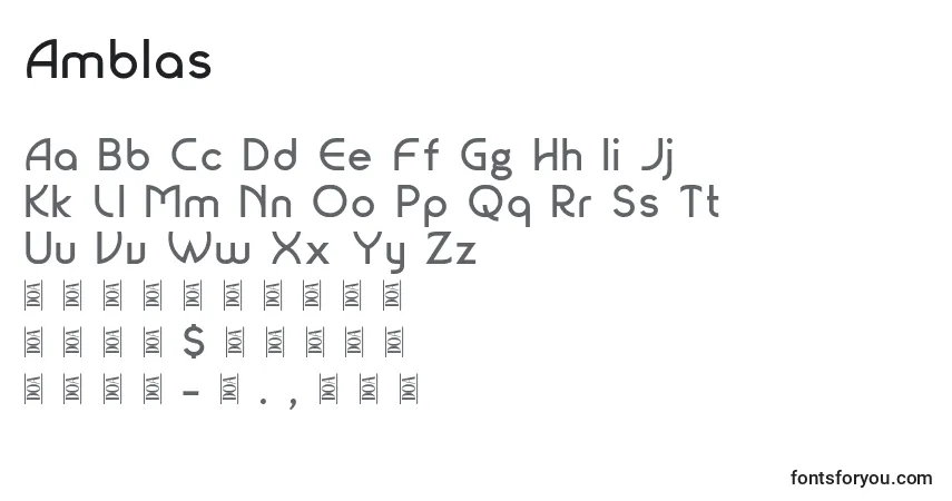 Fuente Amblas - alfabeto, números, caracteres especiales