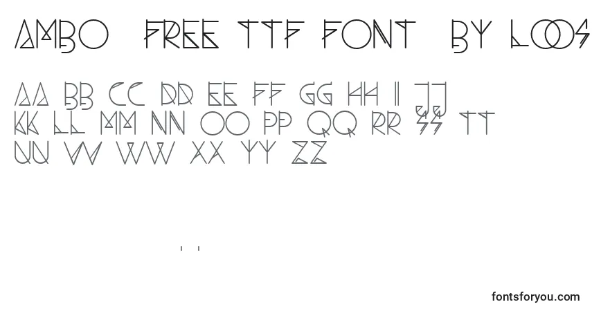 A fonte Ambo  free ttf font  by loosy d4wz0ug – alfabeto, números, caracteres especiais