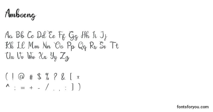 Czcionka Amboeng – alfabet, cyfry, specjalne znaki