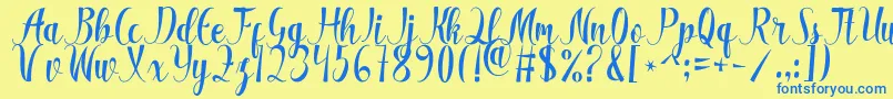 Ambulane Font – Blue Fonts on Yellow Background