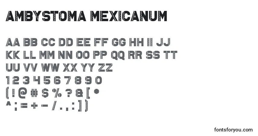 A fonte Ambystoma Mexicanum – alfabeto, números, caracteres especiais