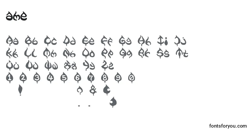 Schriftart Ame (119347) – Alphabet, Zahlen, spezielle Symbole