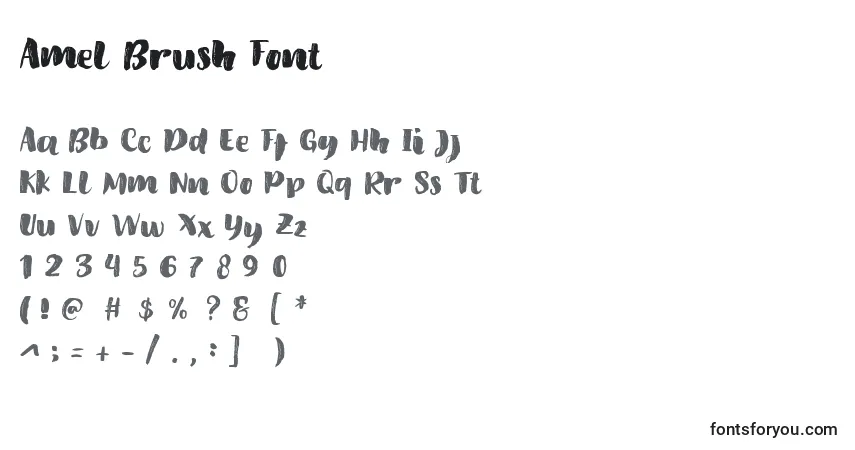 Schriftart Amel Brush Font – Alphabet, Zahlen, spezielle Symbole