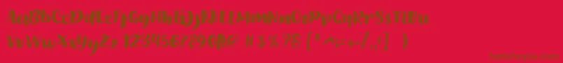 Czcionka Amel Brush Font – brązowe czcionki na czerwonym tle