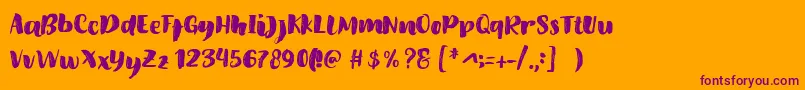 Amel Brush Font Font – Purple Fonts on Orange Background
