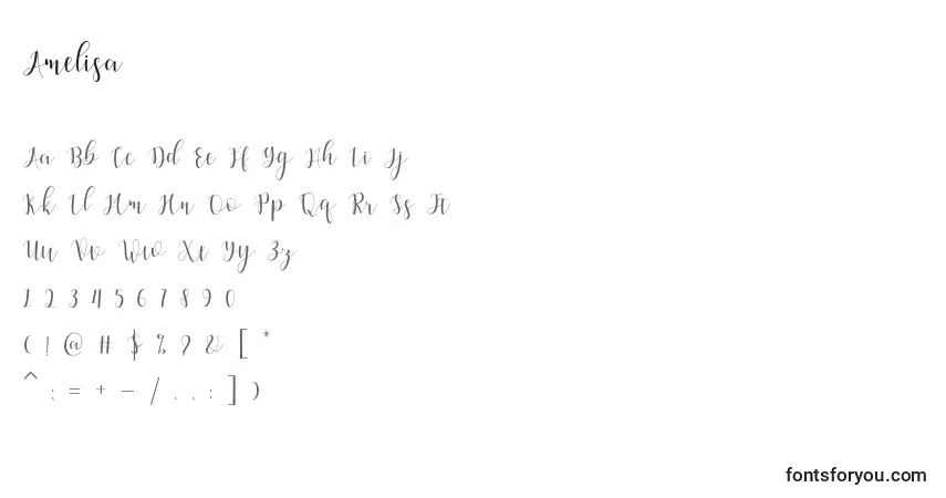 Шрифт Amelisa – алфавит, цифры, специальные символы