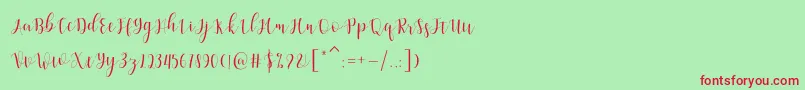 フォントAmelisa – 赤い文字の緑の背景