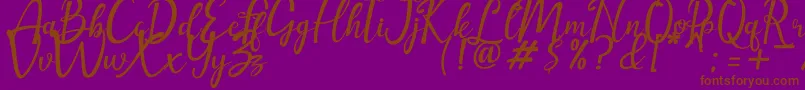 amellia-Schriftart – Braune Schriften auf violettem Hintergrund
