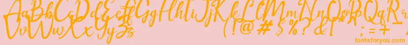 amellia-Schriftart – Orangefarbene Schriften auf rosa Hintergrund